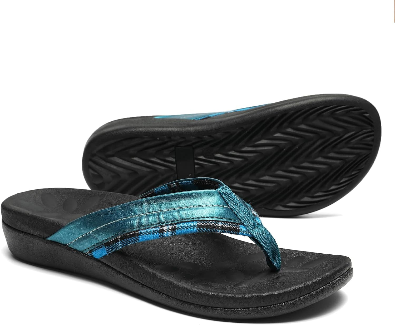 65a8e7206a4610730656bfed46ae971ecbcaa5c2974887280c9af.jpg MEGNYA Orthopeic Walking Sandals with Arch Support, Plantar Fasciitis Flip Flops for Flat Feet, Comfortable Cushioned Foam Slipeper for Beach Summer - Image 1